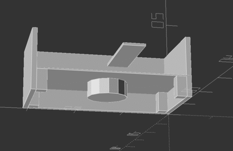 A crude 3d sketch in solidpython2/openscad of the feedback resonator described below